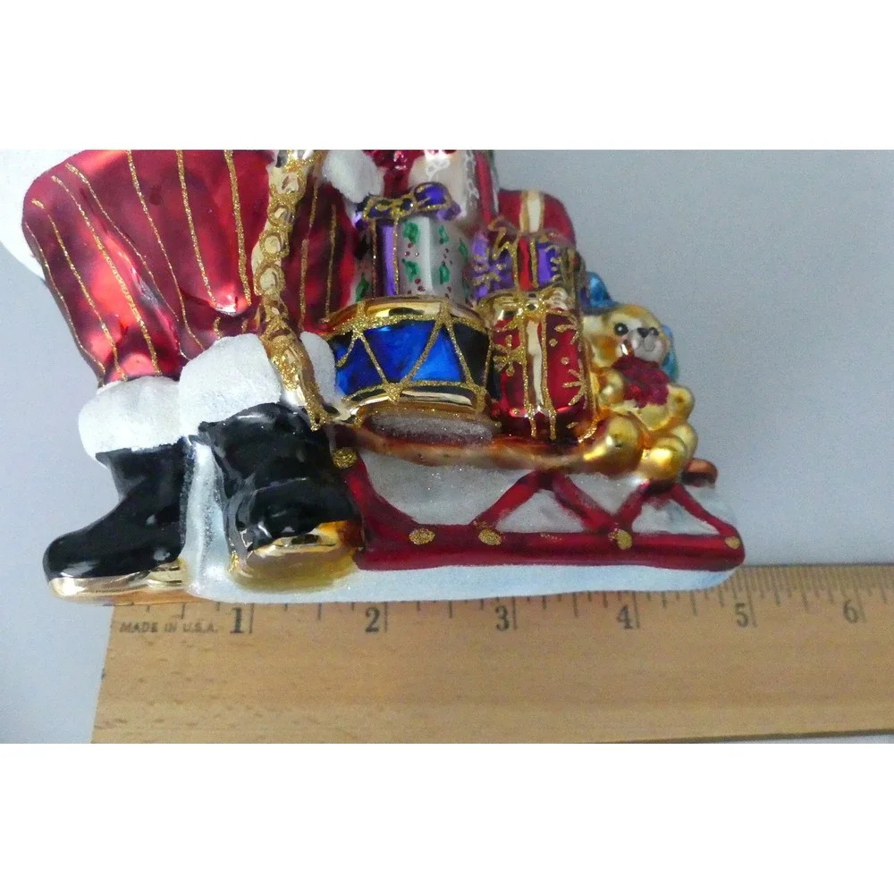Christopher Radko Ready To Go Santa Sleigh Glass Christmas Ornament 1018616 New